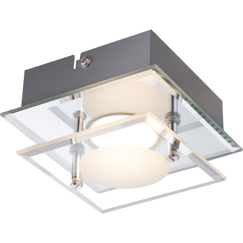 foto del prodotto globo applique a led applique cromata illuminazione soggiorno con paralume in vetro, dimmerabile satinato, funzione 4 livelli, lxpxh 120x120x6,5,
