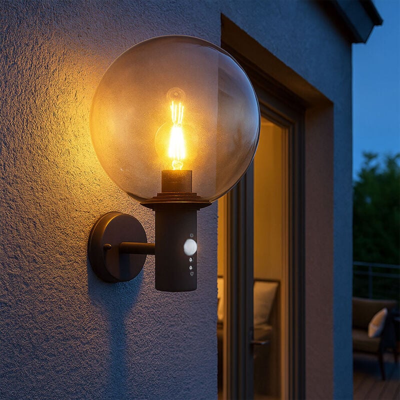 foto del prodotto globo applique led con rilevatore di movimento lampada da esterno con rilevatore di movimento casa antracite illuminazione da esterno in acciaio