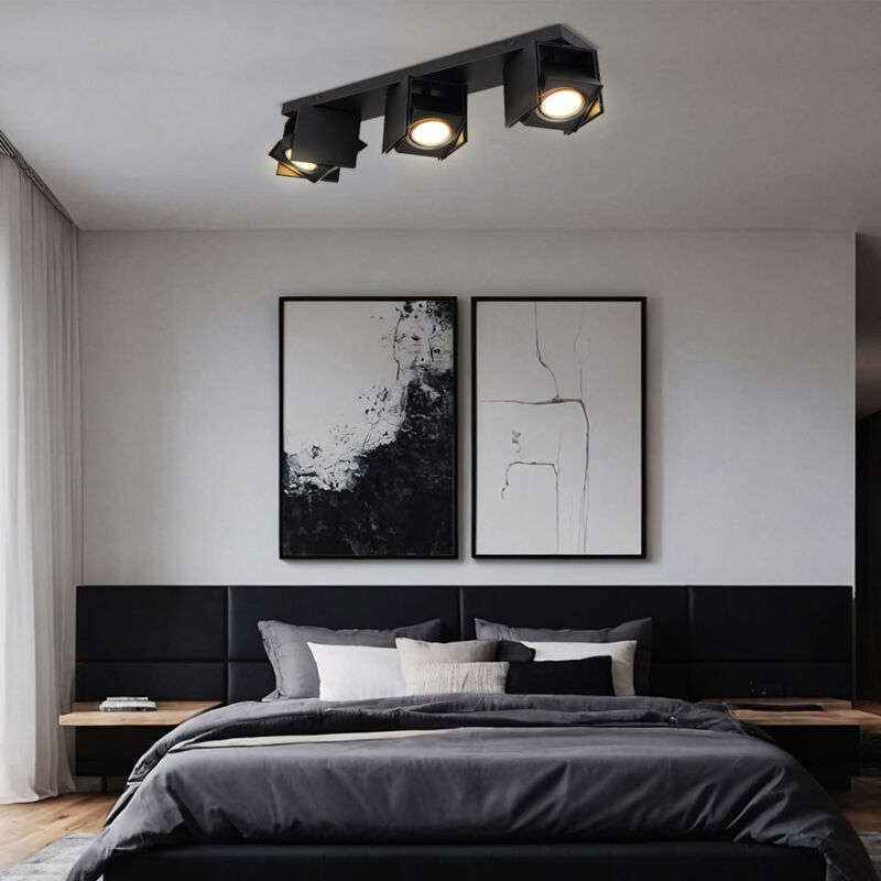 foto del prodotto globo faretti da soffitto faretto mobile faretto da soffitto per soggiorno alluminio nero, metallo, 3 prese gu10, lxlxh 43x4x8,4x15,7 cm