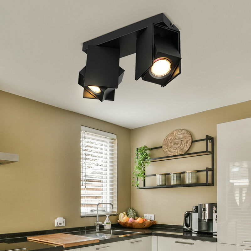foto del prodotto globo faretti da soffitto faretto mobile faretto da soffitto per soggiorno nero, alluminio, 2x prese gu10, lxpxa 25,6x8,4x15,7 cm
