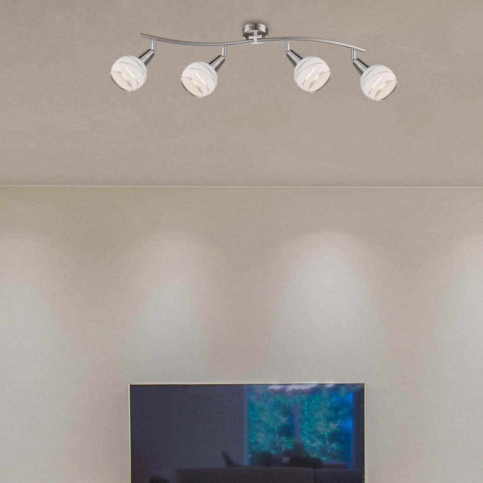 foto del prodotto globo faretto da soffitto elliott, nichel opaco, lunghezza 70 cm, metallo