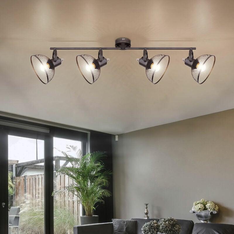 foto del prodotto globo faretto da soffitto faretto orientabile plafoniera cromata plafoniera 4 lampadine, 4x e27, lxh 93,6x20,8 cm