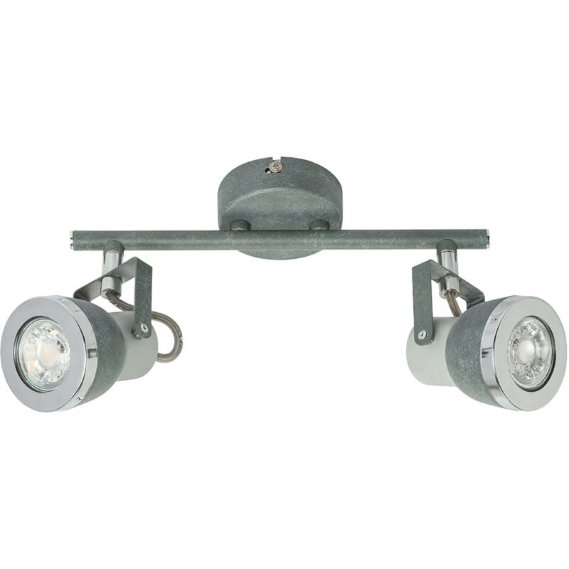 foto del prodotto globo faretto da soffitto grigio lampada da soffitto per soggiorno con faretti orientabili, metallo grigio pietra, 2x gu10, lxh 26 x 18,5 cm