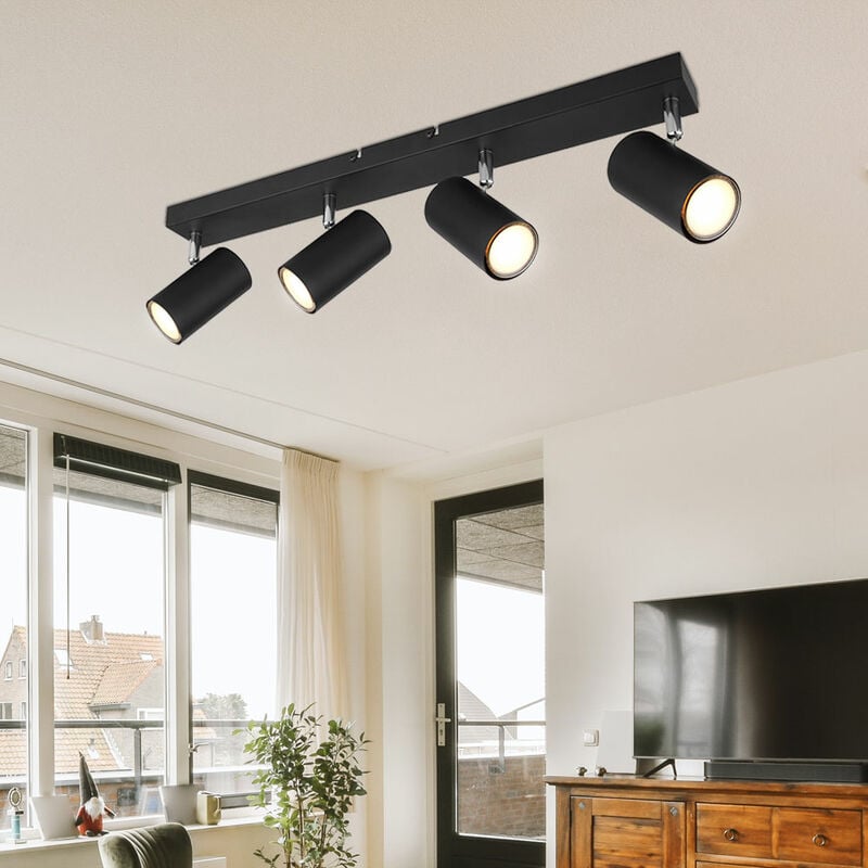 foto del prodotto globo faretto da soffitto lampada da soffitto spot 4 fiamme nero lampada da soffitto soggiorno moderno, faretto orientabile, metallo, 4x gu10,