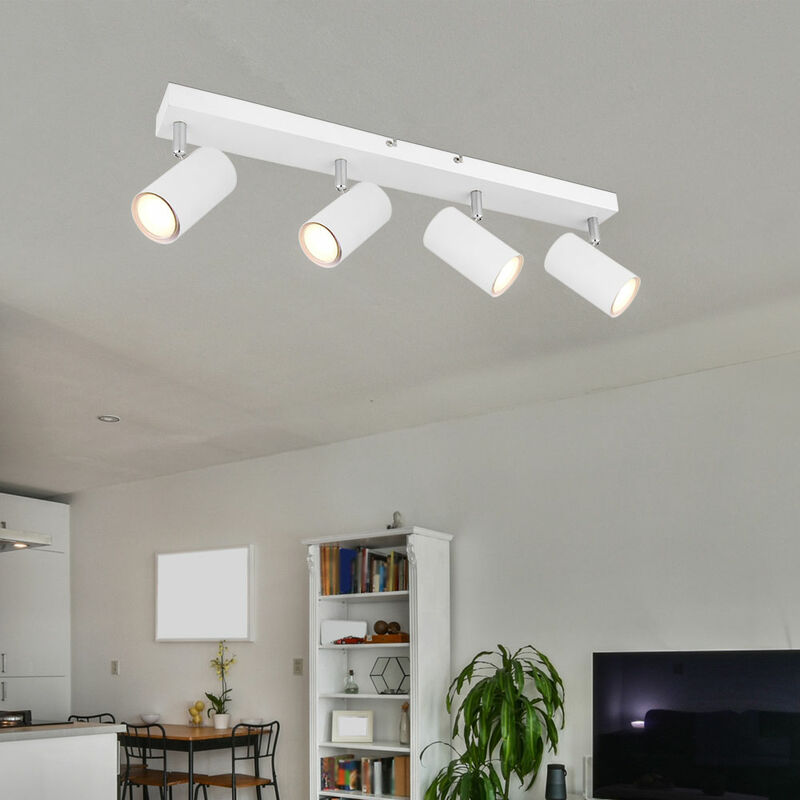 foto del prodotto globo faretto da soffitto plafoniera spot 4 fiamme bianco plafoniera soggiorno con faretti orientabili, metallo, 4x gu10, lxpxh 56x6x12