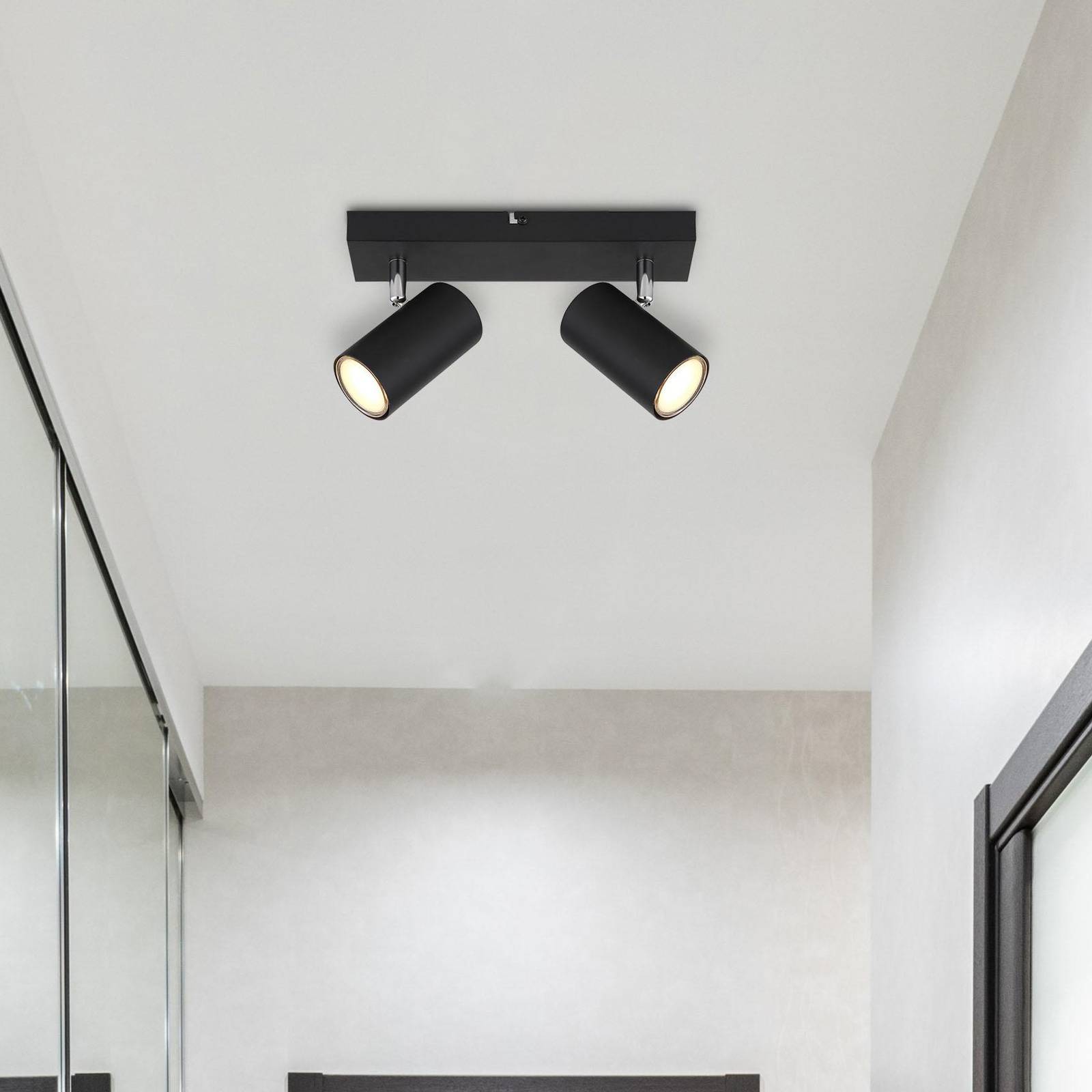 immagine 0 del prodotto globo faretto da soffitto robby, nero, lunghezza 26 cm, a 2 luci, metallo