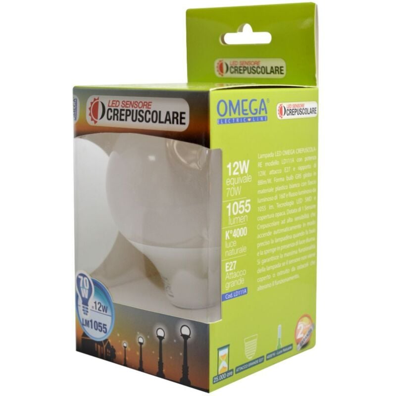 foto del prodotto globo g95 con sensore crepuscolare 12w e27 4000k