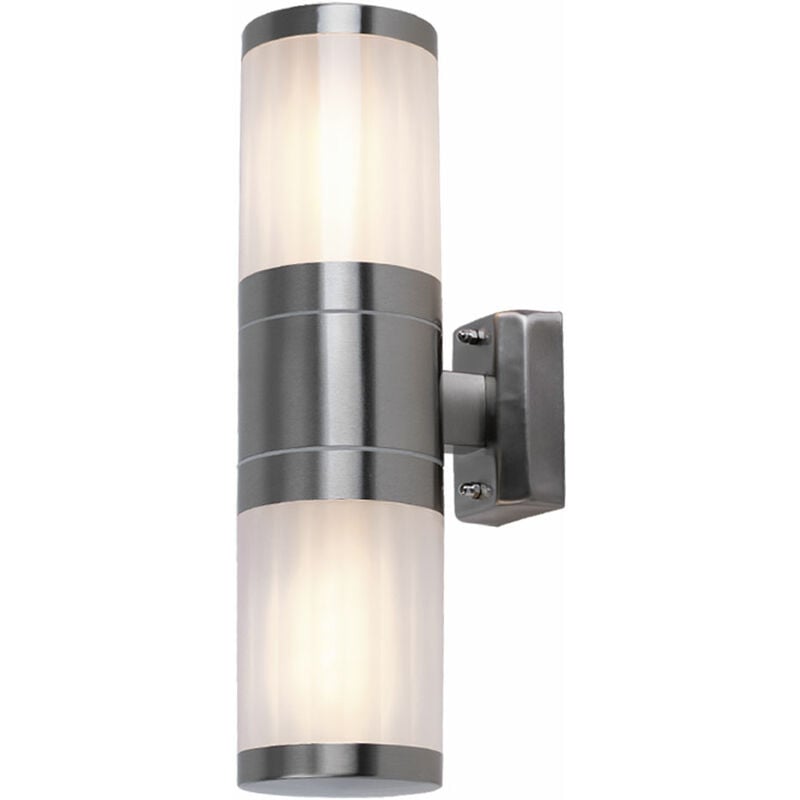 foto del prodotto globo in acciaio inox up down illuminazione per esterni applique da parete paralume ondulato e27 faretto 32014 2