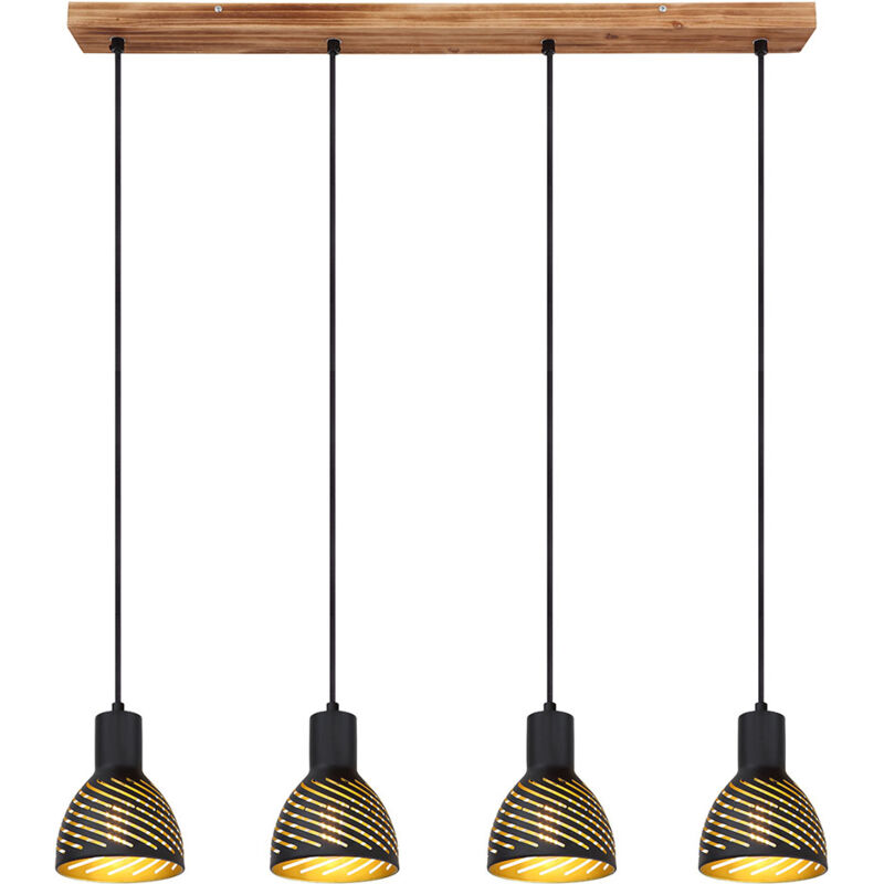 foto del prodotto globo lampada a led a sospensione nero oro tavolo da pranzo lampada a sospensione 4 fiamme soggiorno, metallo aspetto legno, 4x e27 led bianco