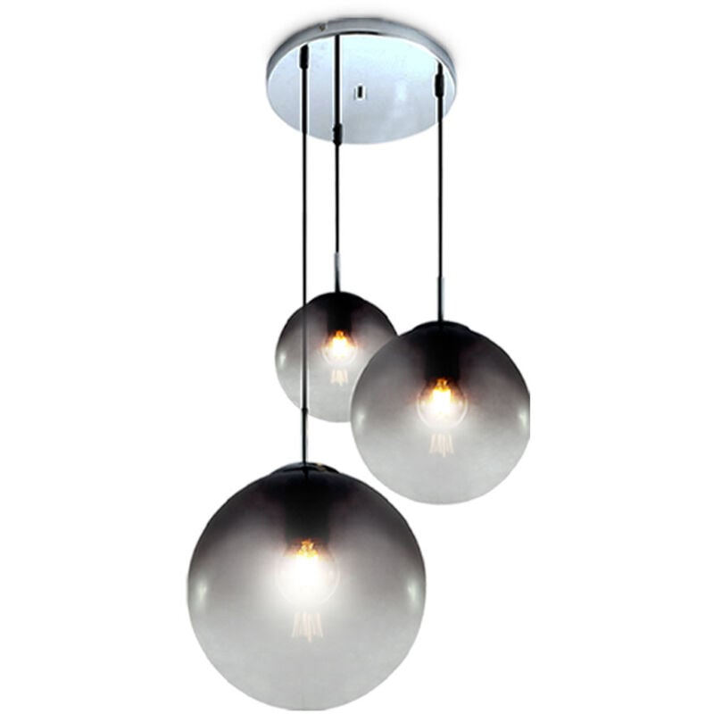 foto del prodotto globo lampada a sospensione a soffitto cromata illuminazione soggiorno lampada a sfera in vetro fumo 15861 3