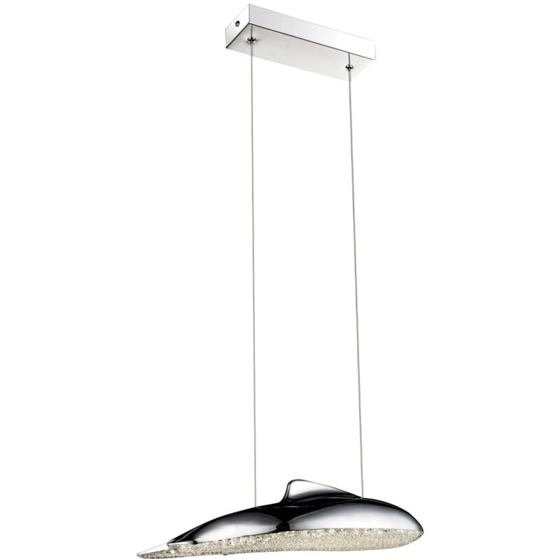 foto del prodotto globo lampada a sospensione cromata con ottica a balena per soggiorno a soffitto in cristallo a led