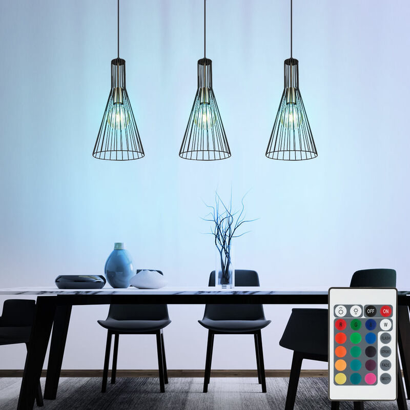 foto del prodotto globo lampada a sospensione dimmerabile con telecomando lampada a sospensione a led tavolo da pranzo lampada moderna per sala da pranzo 3 fiamme,