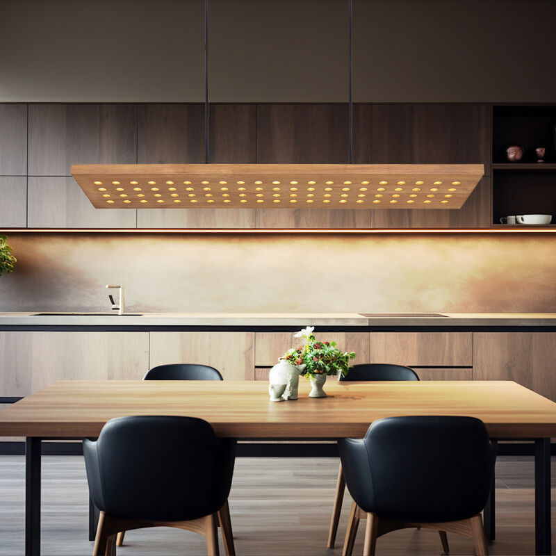 foto del prodotto globo lampada a sospensione dimmerabile in legno lampada a sospensione in legno per sala da pranzo cucina, metallo, marrone, led 40w 2000lm bianco