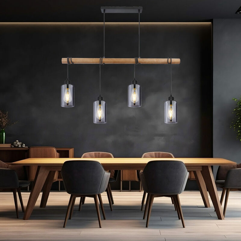 foto del prodotto globo lampada a sospensione in legno chiaro per sala da pranzo lampada a sospensione in legno chiaro lampada a sospensione tavolo da pranzo, vetro