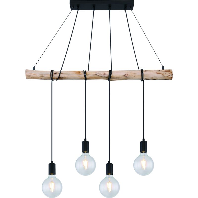foto del prodotto globo lampada a sospensione in legno e metallo nero opaco auston 4 x e27 lighting 15439 4