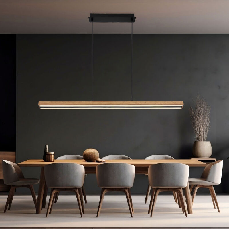 foto del prodotto globo lampada a sospensione in legno lampada a sospensione per tavolo da pranzo a led in legno rustico, funzione memoria a 3 livelli, aspetto legno