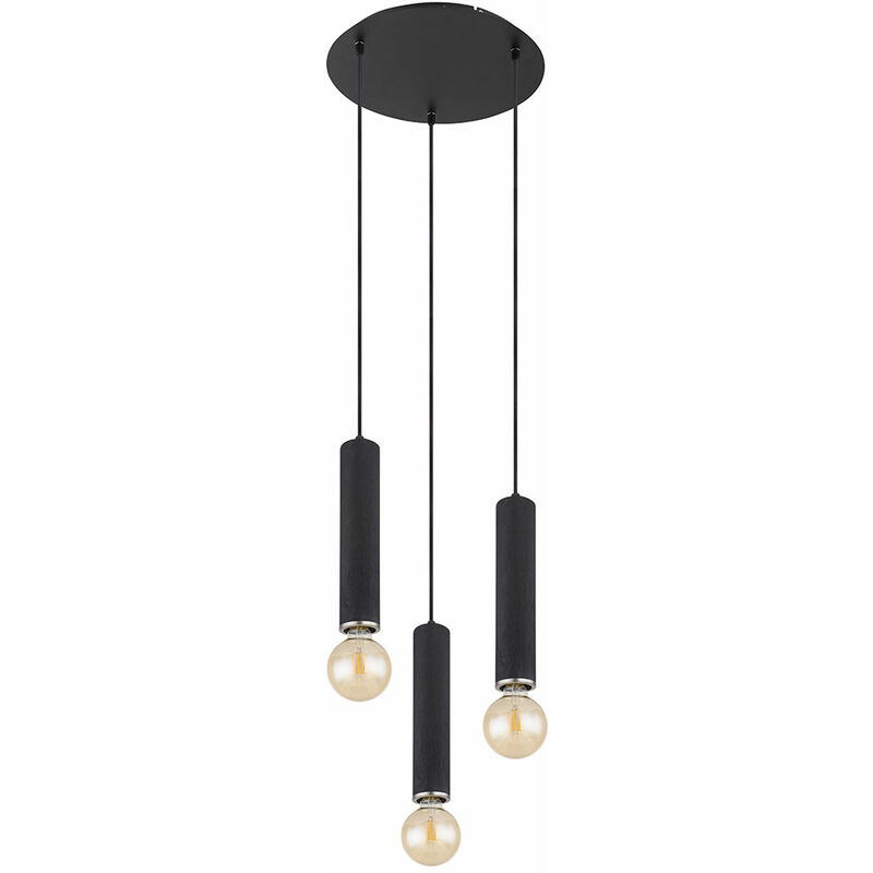 foto del prodotto globo lampada a sospensione lampada a sospensione 3 fiamme lampada da tavolo da pranzo in legno soggiorno lampada a sospensione cluster, nero, 3x