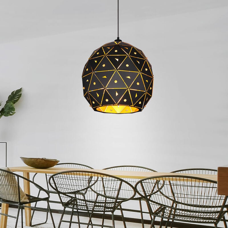 foto del prodotto globo lampada a sospensione lampada a sospensione lampada a sospensione lampada da soggiorno lampada da sala da pranzo, cristalli k9 metallo nero