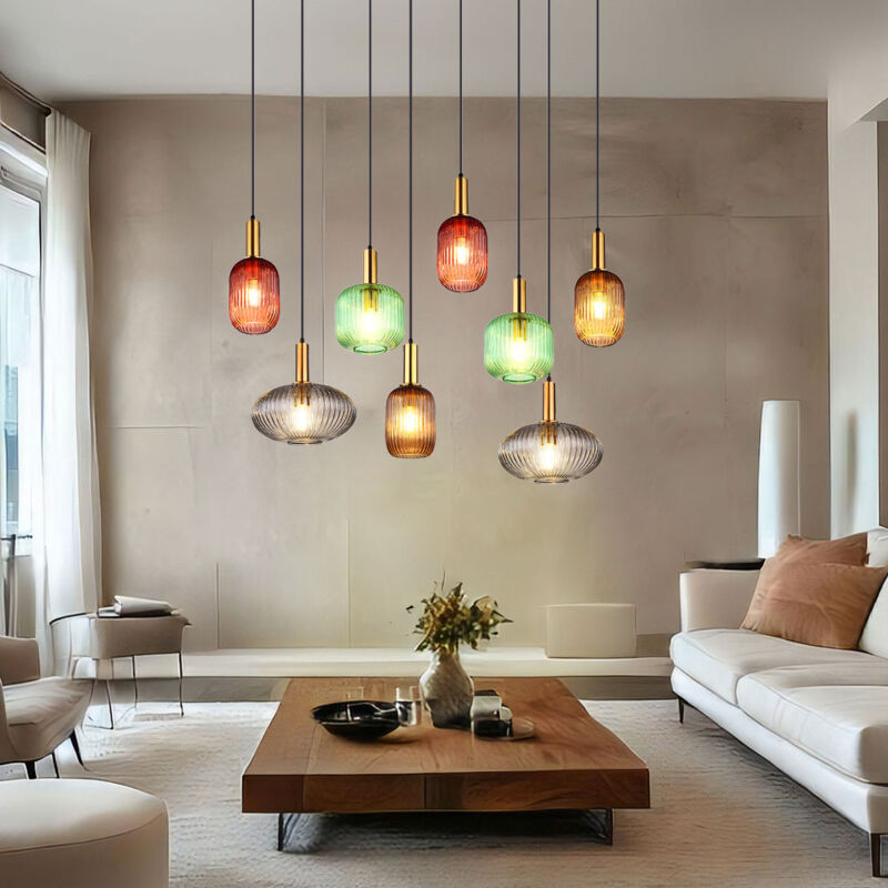 foto del prodotto globo lampada a sospensione lampada a sospensione lampada a sospensione lampada da tavolo da pranzo lampada di design, 8 fiamme vetro metallo color