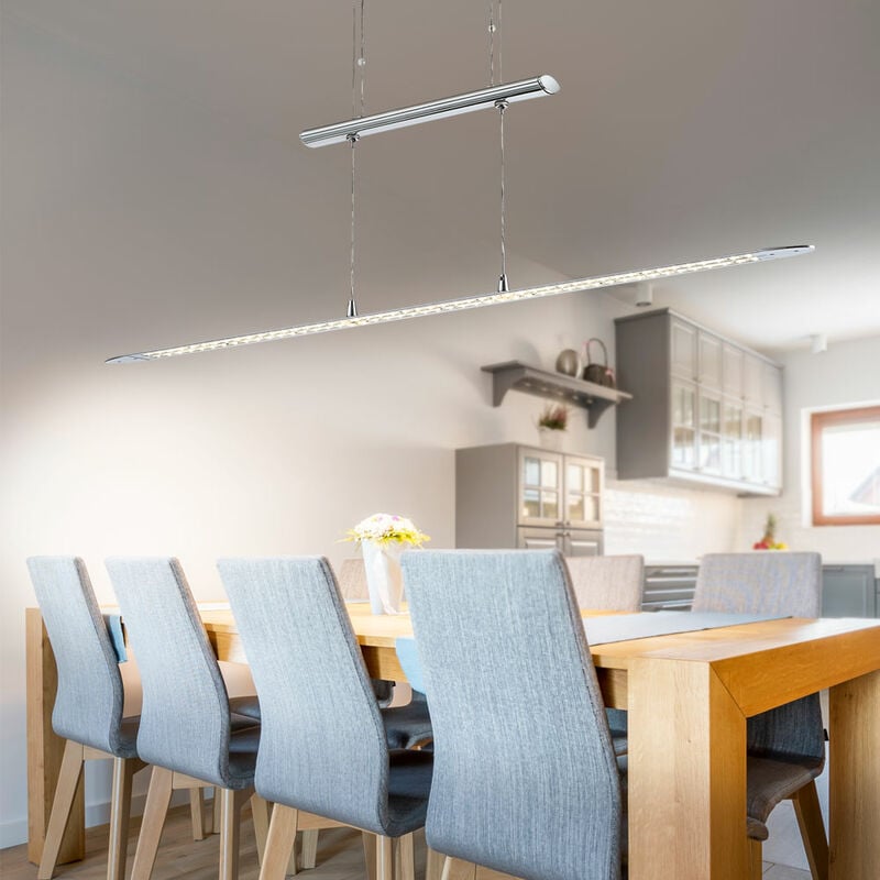 foto del prodotto globo lampada a sospensione lampada a sospensione lampada a sospensione lampada da tavolo da pranzo, regolabile in altezza, argento cromato, led