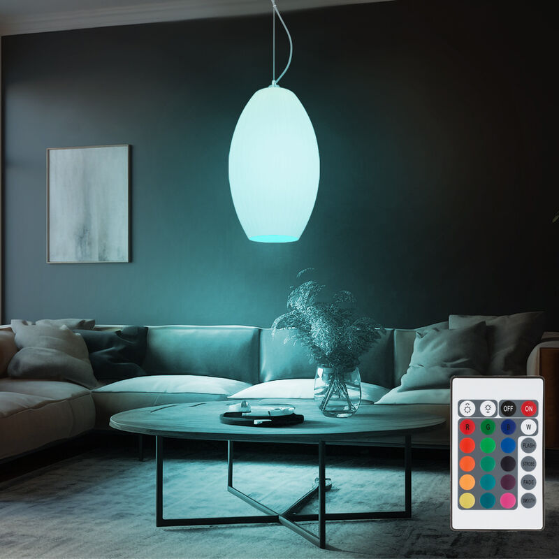 foto del prodotto globo lampada a sospensione lampada a sospensione lampada a sospensione, telecomando dimmerabile funzione memoria, vetro metallico a righe bianco