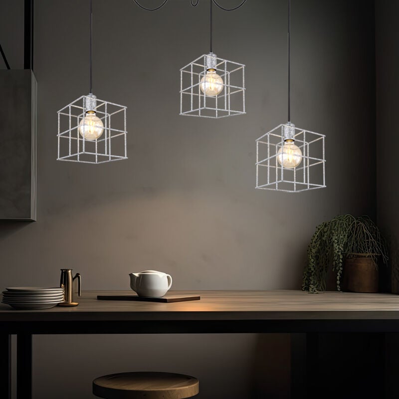 foto del prodotto globo lampada a sospensione, lampada a sospensione, lampada da soffitto, lampada da soggiorno, lampada da sala da pranzo, 3 fiamme, altezza