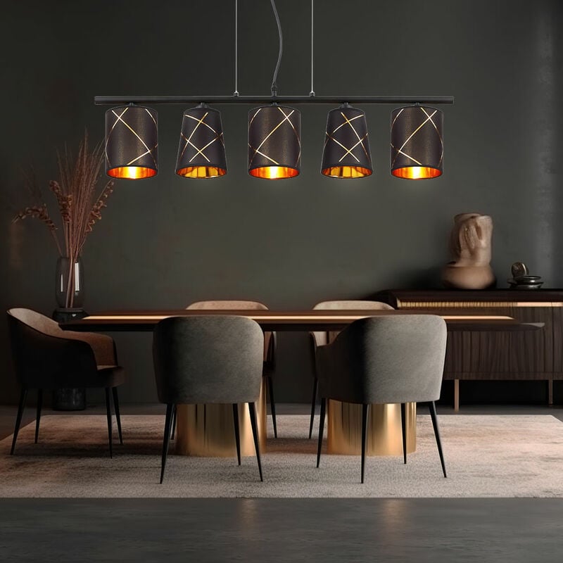 foto del prodotto globo lampada a sospensione lampada a sospensione tavolo da pranzo oro nero 5 fiamme lampada da sala da pranzo e14 lampada da soggiorno a