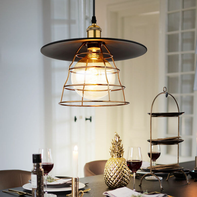 foto del prodotto globo lampada a sospensione lampada da tavolo da cucina lampada da tavolo lampada a sospensione lampada da soggiorno vintage, metallo ottone nero,