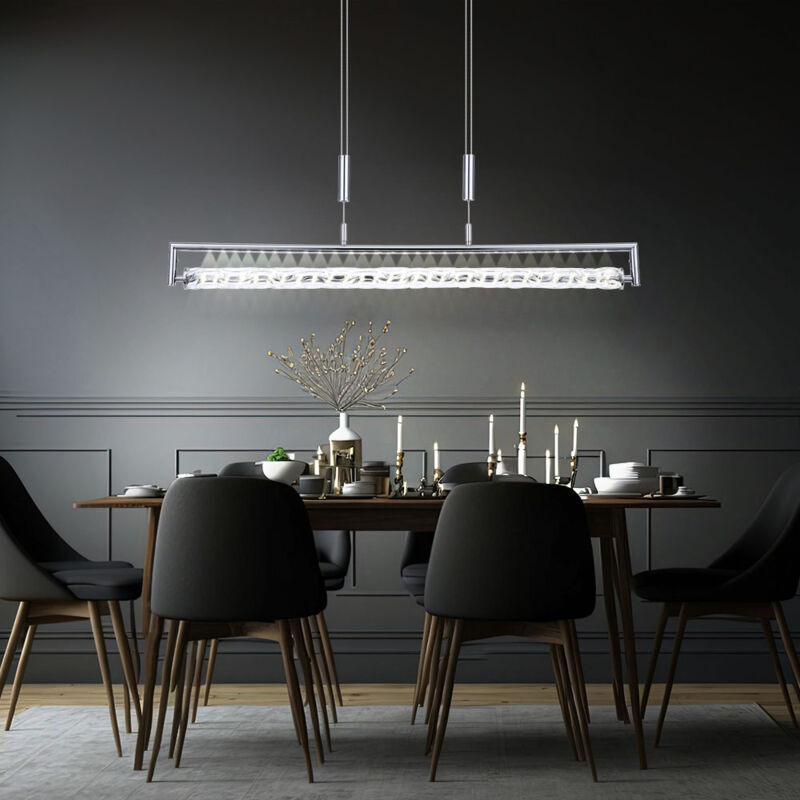 foto del prodotto globo lampada a sospensione led lampada a sospensione bar design cromato regolabile in altezza h 160 cm soggiorno