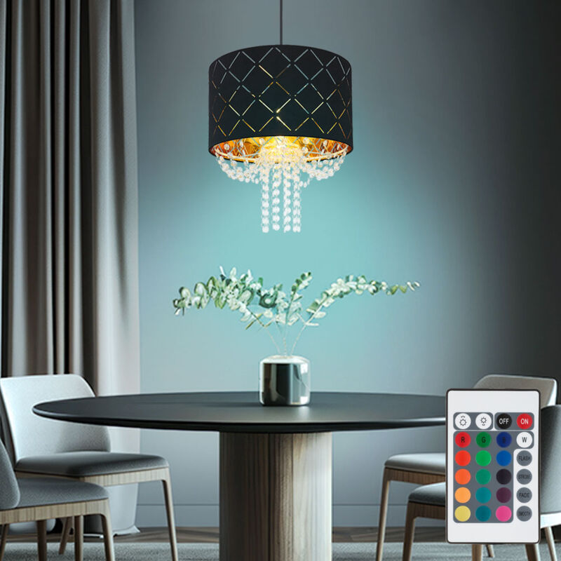 foto del prodotto globo lampada a sospensione plafoniera in cristallo lampada a sospensione a sospensione soggiorno, telecomando dimmerabile memory, effetto luce, 1x