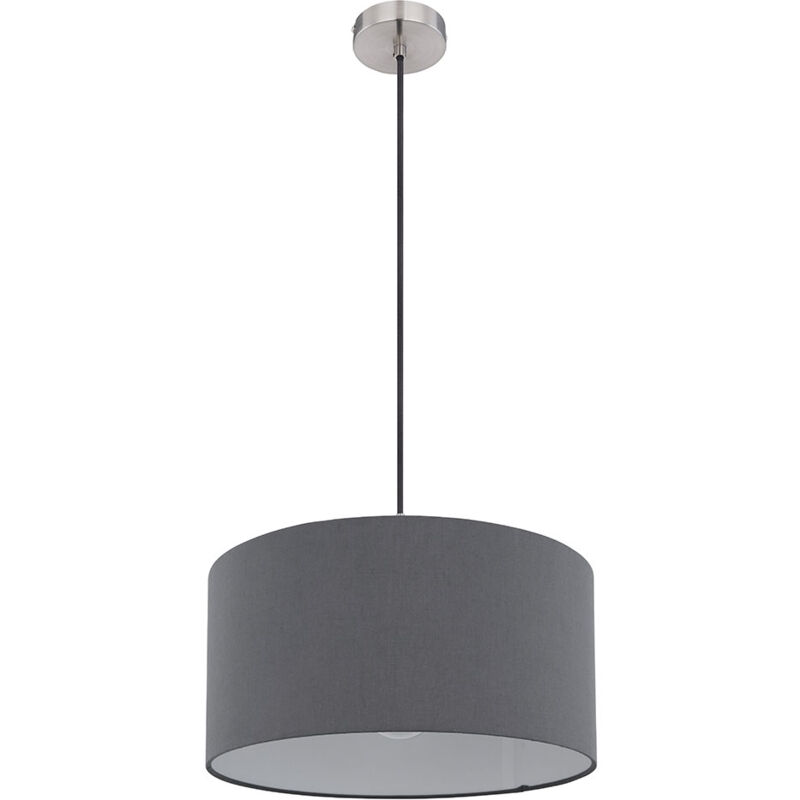 foto del prodotto globo lampada a sospensione plafoniera zona pranzo lampada a sospensione paralume in tessuto tondo antracite, tessuto metallico, 1x e27, pxh 40x140