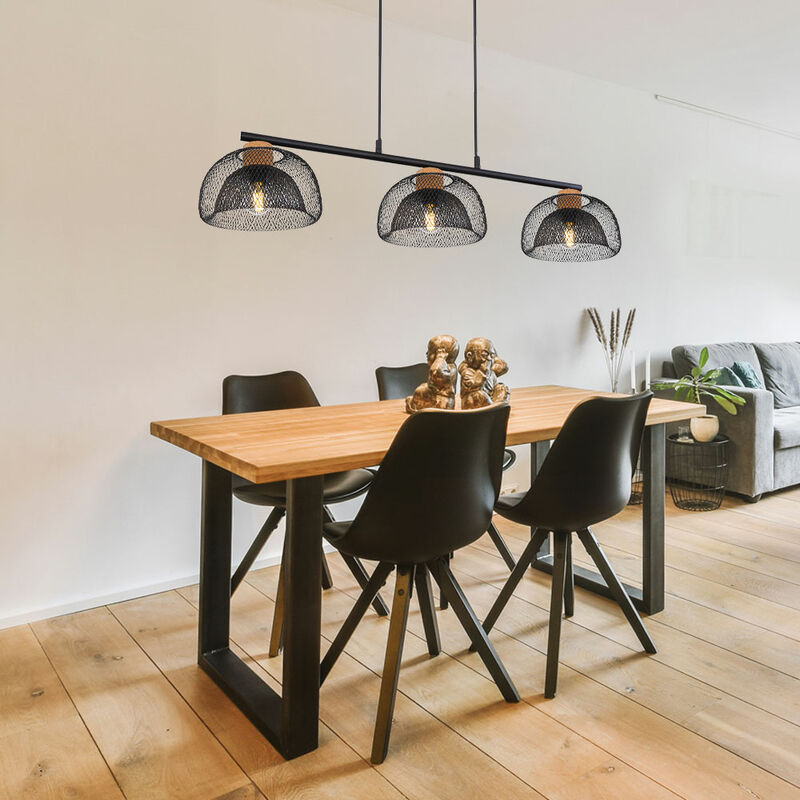 foto del prodotto globo lampada a sospensione sala da pranzo lampada da tavolo da pranzo appesa lampada a sospensione retr griglia nera, sughero metallico, 3