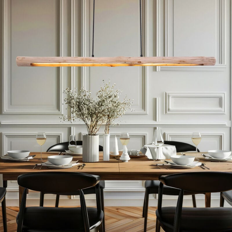 foto del prodotto globo lampada a sospensione trave in legno lampada a sospensione lampada a sospensione in legno led dimmerabile, 3 livelli, nero, 20w 1358lm 3000k,