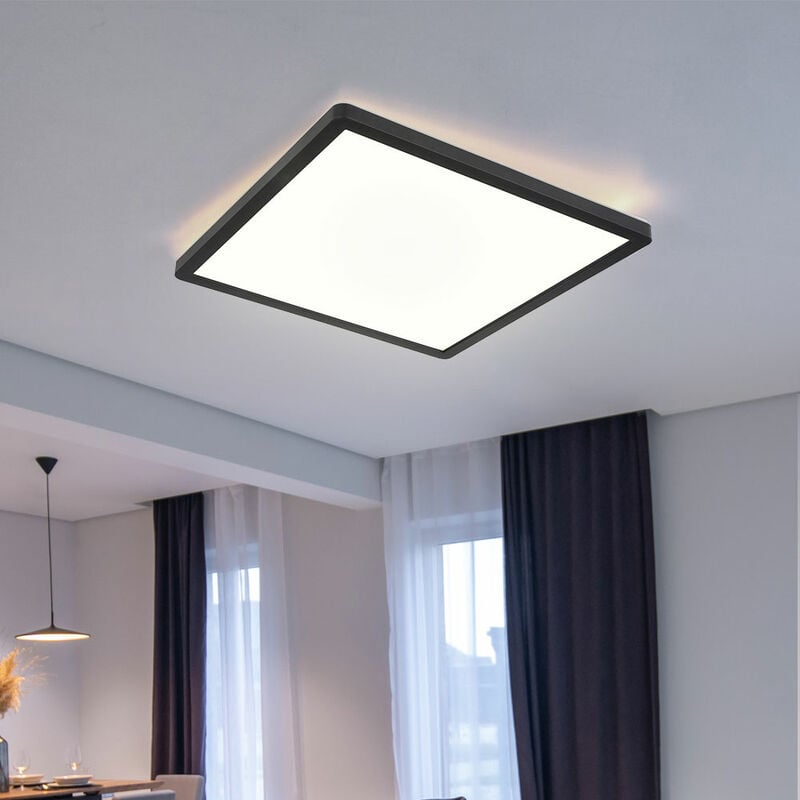 foto del prodotto globo lampada da bagno plafoniera led plafoniera ip44, funzione memory, retroilluminazione, finitura bianco nero opale satinato, 1x led 18w 1500lm