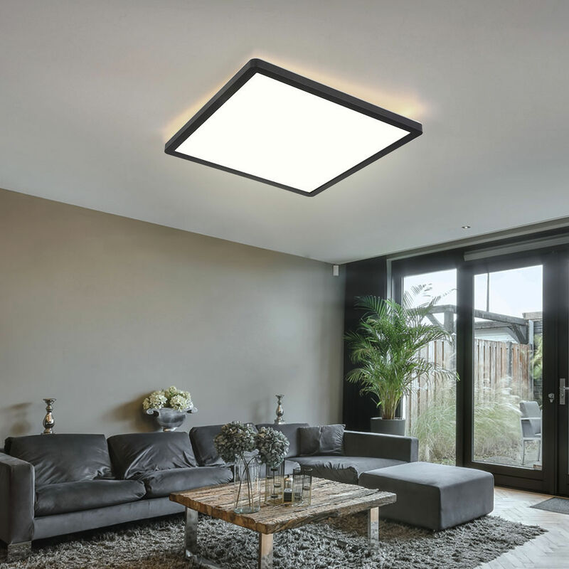 foto del prodotto globo lampada da bagno plafoniera led plafoniera ip44, funzione memory, retroilluminazione, finitura bianco nero opale satinato, 1x led 18w 1500lm