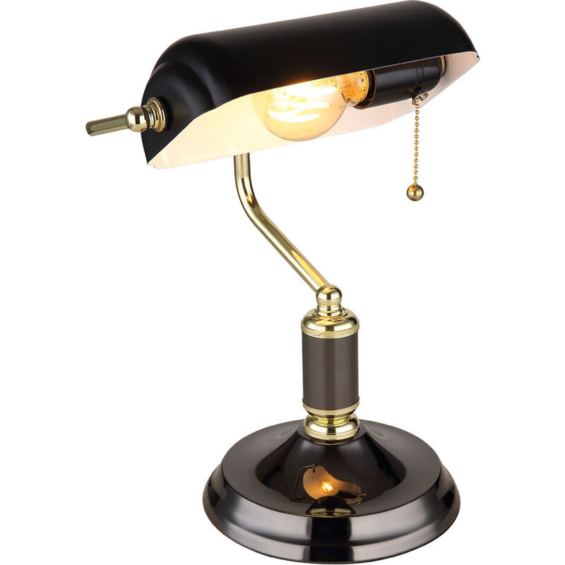foto del prodotto globo lampada da banchiere lampada da tavolo lampada da lettura oro antracite lampada da scrivania lampada da soggiorno, metallo, 1x e27, lxlxh