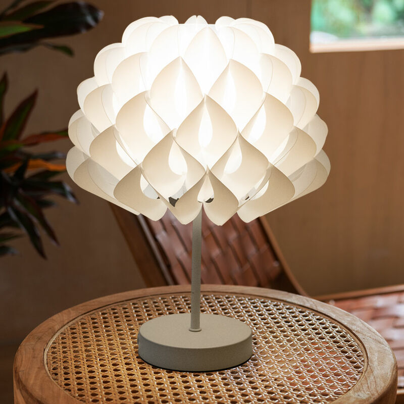 foto del prodotto globo lampada da comodino, lampada da tavolo bianca, lampada da lettura per camera da letto, teli decorativi, moderna, metallo, 1x attacco e14, dxh
