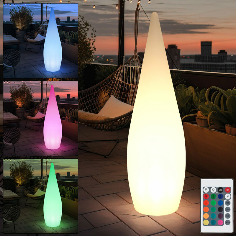 foto del prodotto globo lampada da esterno lampada da terra lampada da giardino rgb led dimmerabile con telecomando, plastica bianca, dimmer cambia colore, h 120 cm