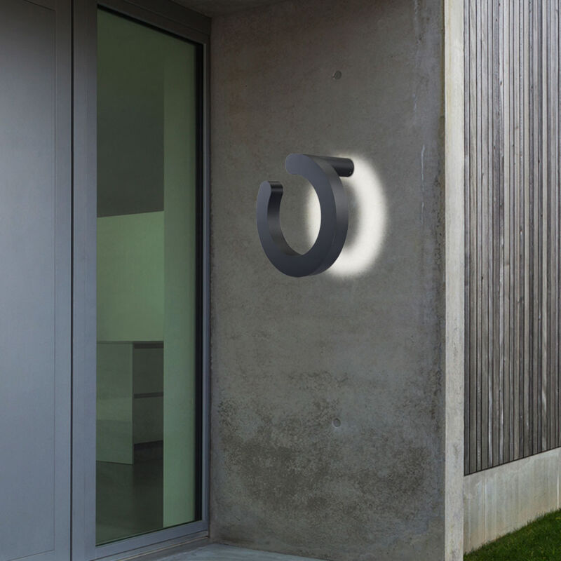 foto del prodotto globo lampada da parete a led ad anello design in alluminio faretto illuminazione per facciate da giardino lampada da esterno grigio 34273