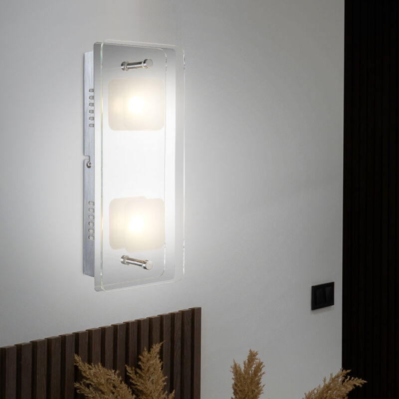 foto del prodotto globo lampada da parete a led applique da parete lampada da soggiorno lampada da camera da letto luce da corridoio, metallo vetro argento, 2