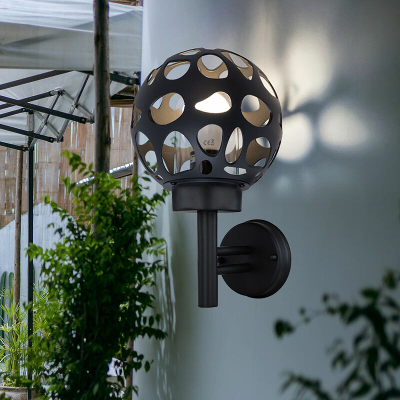 foto del prodotto globo lampada da parete a sfera da esterno sfera luminosa 20 cm applique da esterno in acciaio inox tonda, foro design alluminio antracite, 1x e27,