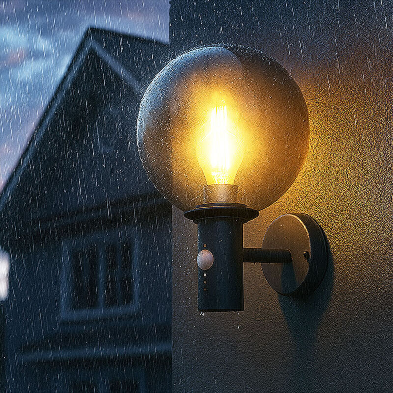 foto del prodotto globo lampada da parete con rilevatore di movimento lampada da esterno con rilevatore di movimento antracite casa illuminazione esterna acciaio