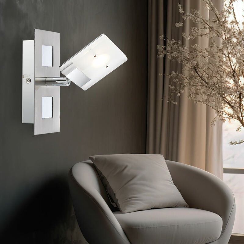 foto del prodotto globo lampada da parete faretto da parete faretto da parete faretto corridoio, spot mobile, nichel satinato, led 6w 380lm bianco caldo, lxl 15x7 cm