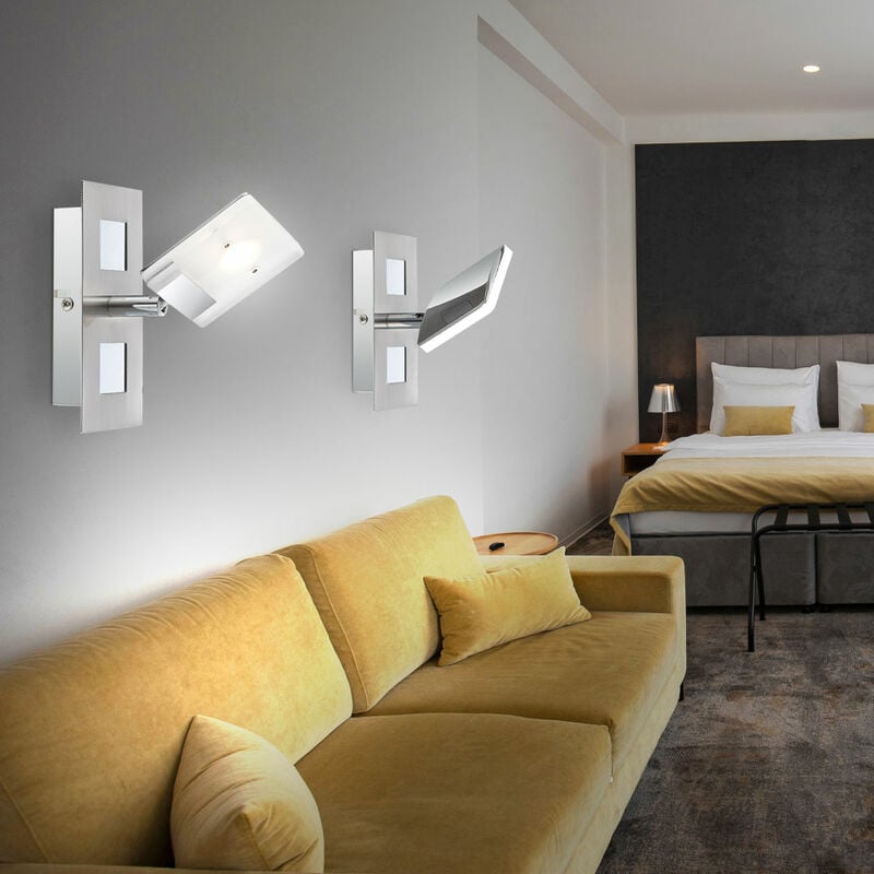 foto del prodotto globo lampada da parete faretto da parete faretto da parete faretto da corridoio, faretto mobile, nichel satinato, led 6w 380lm bianco caldo, lxl
