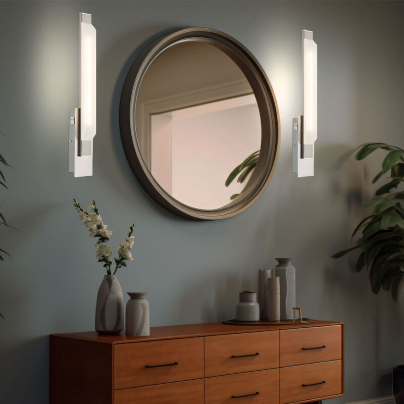 foto del prodotto globo lampada da parete lampada da parete in vetro luce corridoio soggiorno, vetro cromato nichel satinato opaco, 1x led 7,2 watt 576 lumen bianco