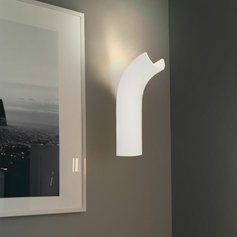 foto del prodotto globo lampada da parete lampada da parete luce per interni luce corridoio zona ingresso, cornice in gesso bianco, forma curva, 1x led 4,2 watt 200