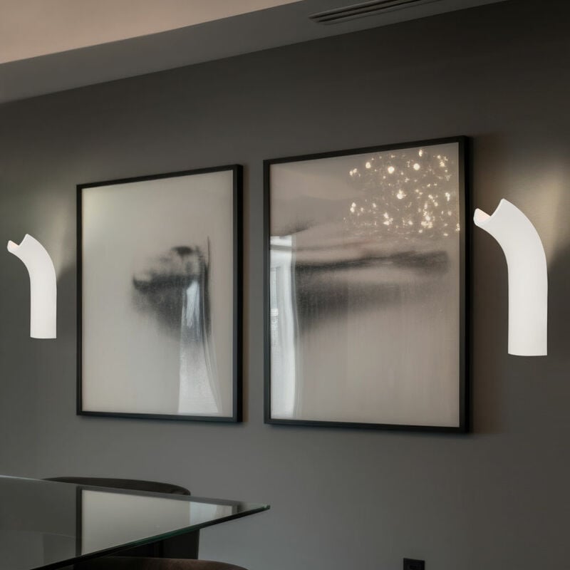 foto del prodotto globo lampada da parete lampada da parete luce per interni luce corridoio zona ingresso, cornice in gesso bianco, forma curva, 1x led 4,2 watt 200
