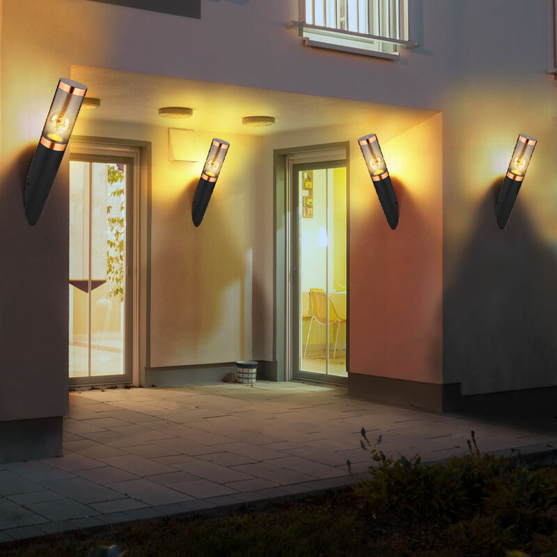 foto del prodotto globo lampada da parete lampada da parete per esterni in acciaio inox da giardino lupfer lampada da parete fumo torcia esterna, fumo nero, 1x e27,
