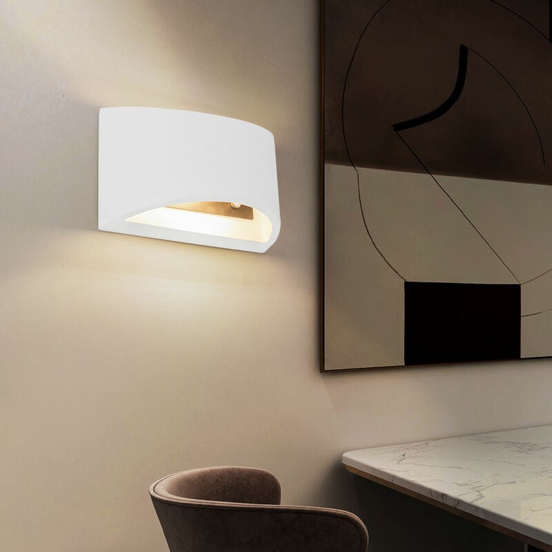 foto del prodotto globo lampada da parete lampada da parete per interni, moderna, su e gi , per soggiorno, intonaco da verniciare, bianco, 1x g9, lxa 20x12 cm