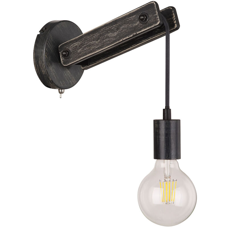 foto del prodotto globo lampada da parete lampada vintage industrial lampada da parete vintage in legno all interno, con interruttore a levetta, 1x e27, lxpxh 23,5 x